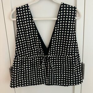 Abercrombie- Tie-front Polka Dot Sleeveless Top